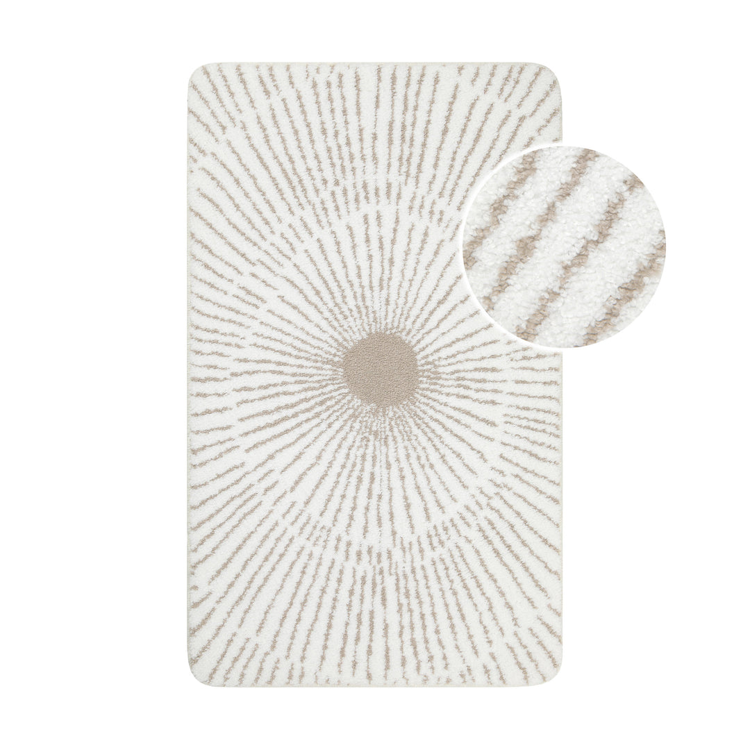 Jasbeer Badteppich weiß beige Kurzflor rechteckig
