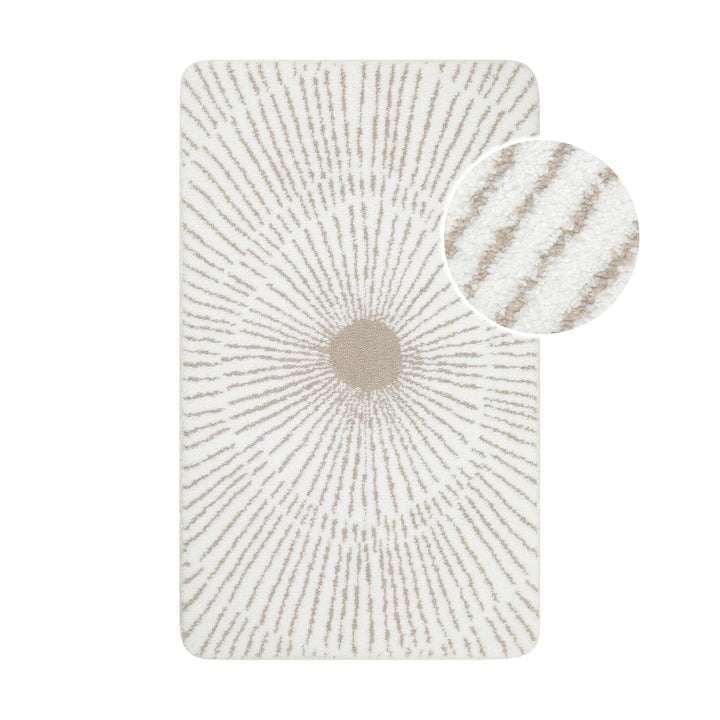 Jasbeer Badteppich weiß beige Kurzflor rechteckig