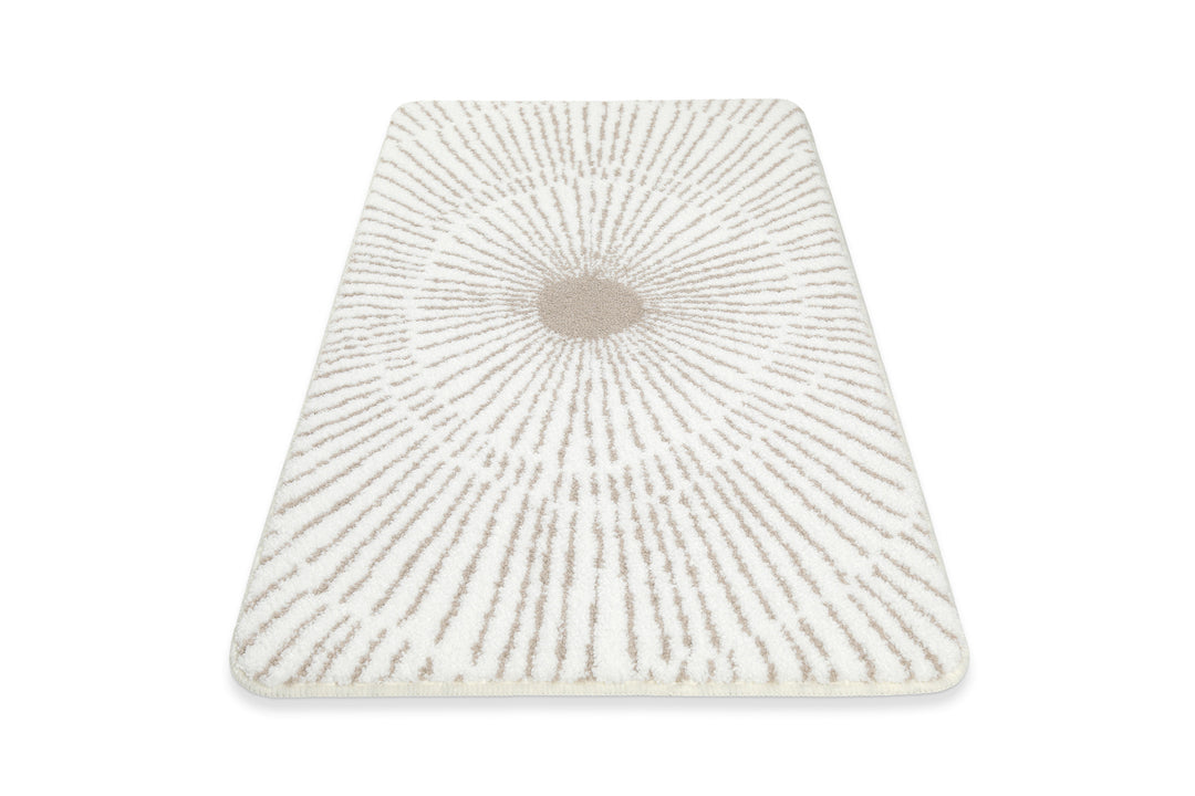 Jasbeer Badteppich weiß beige Kurzflor rechteckig