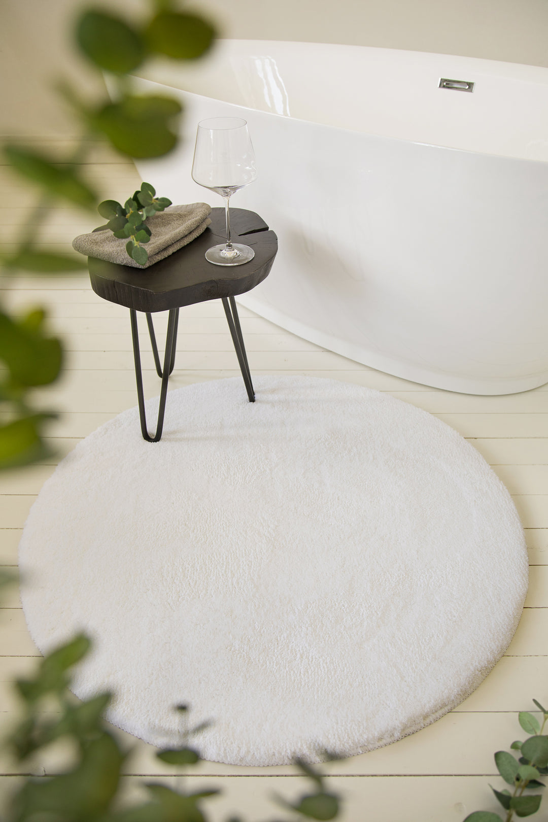 Joris Badteppich weiß Kurzflor rund