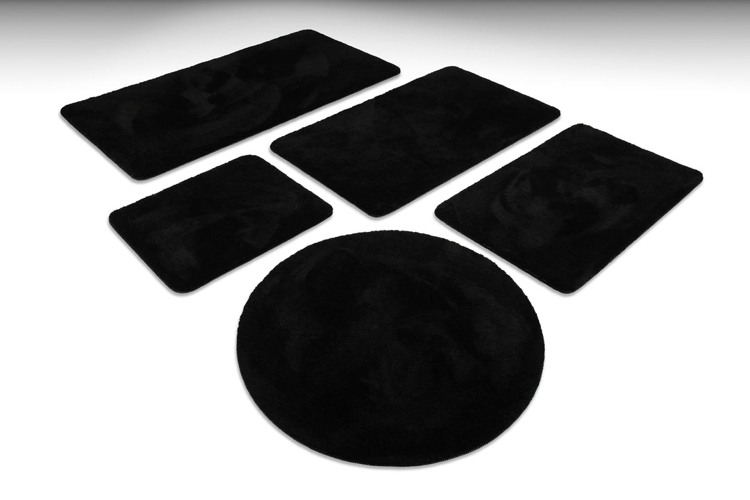 Joris Badteppich schwarz Kurzflor rechteckig