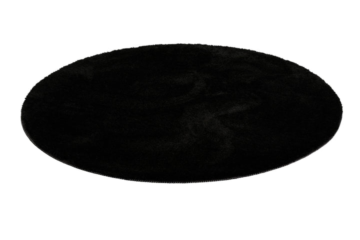Joris Badteppich schwarz Kurzflor rund