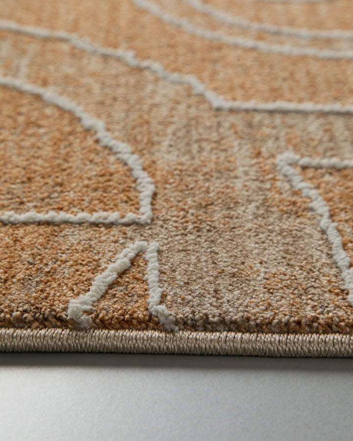 Kurzflor Teppich Beatle-B in Braun Bunt Nahaufnahme der weichen Oberflächenstruktur und Musterdetails