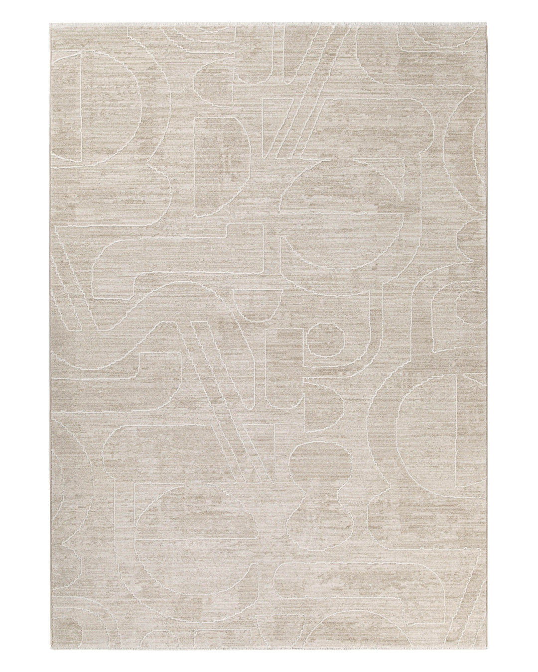 Kurzflor Teppich Beatle-B in Beige Bunt als Freisteller mit modernem abstraktem Muster