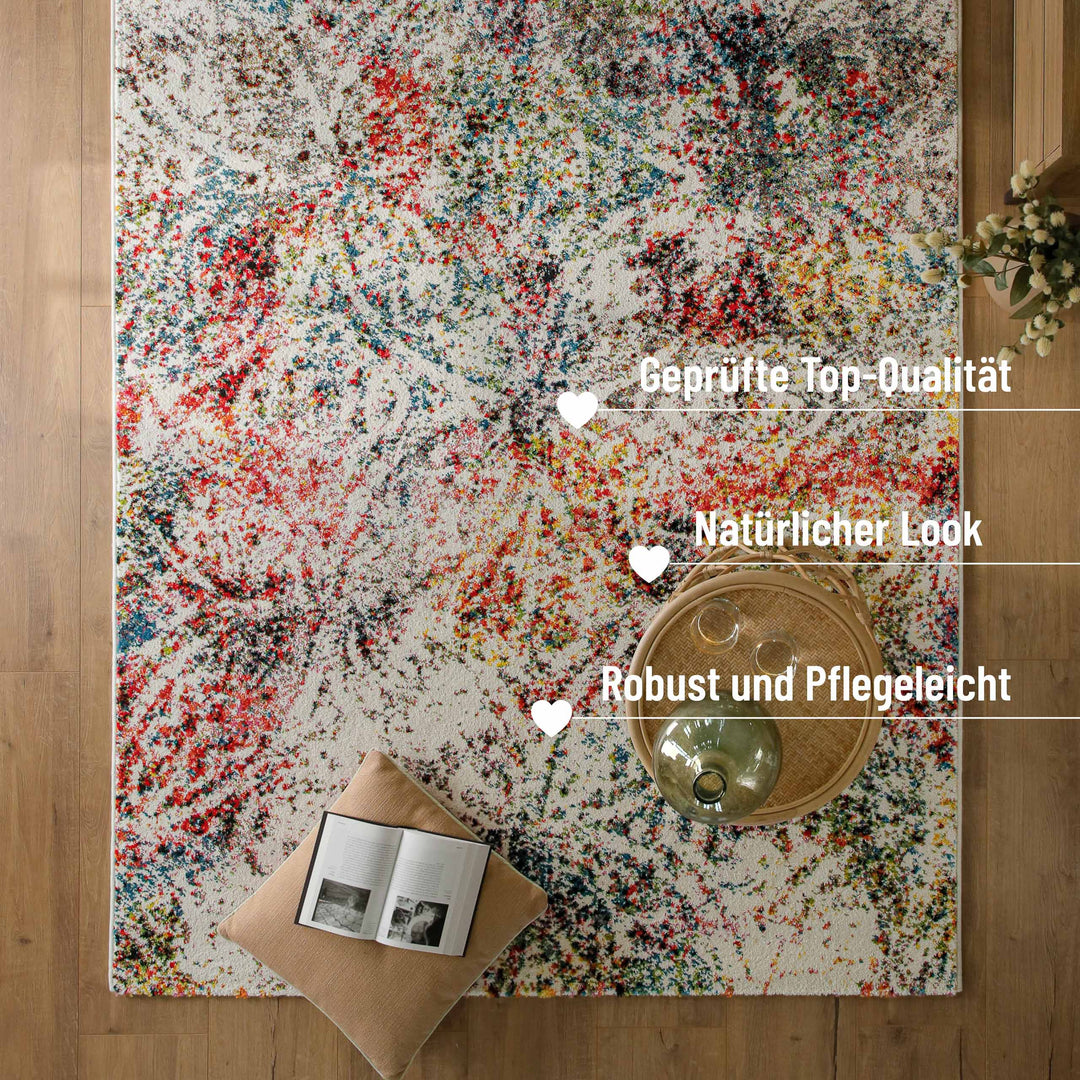 Kurzflorteppich Multi "Modernina 2.0" von WECONhome, Rauminszenierung mit Hinweis auf geprüfte Top-Qualität, zeitloses Design sowie robuste und pflegeleichte Eigenschaften