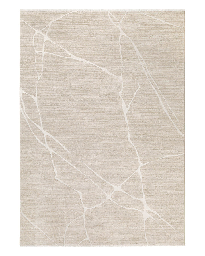 Kurzflor Teppich Elite in Beige Bunt als Freisteller mit modernem Linienmuster