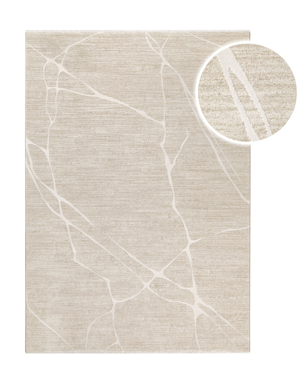 Kurzflor Teppich Elite in Beige Bunt mit modernem Linienmuster, Detailansicht mit vergrößertem Musterausschnitt