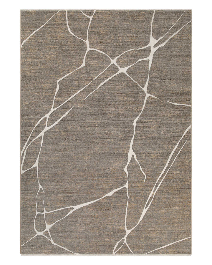 Kurzflor Teppich Elite in Beige Grau als Freisteller mit modernem Linienmuster