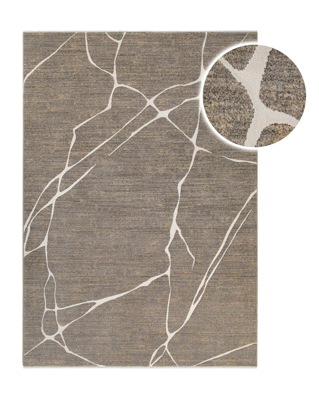 Kurzflor Teppich Elite in Beige Grau mit modernem Linienmuster, Detailansicht mit vergrößertem Musterausschnitt