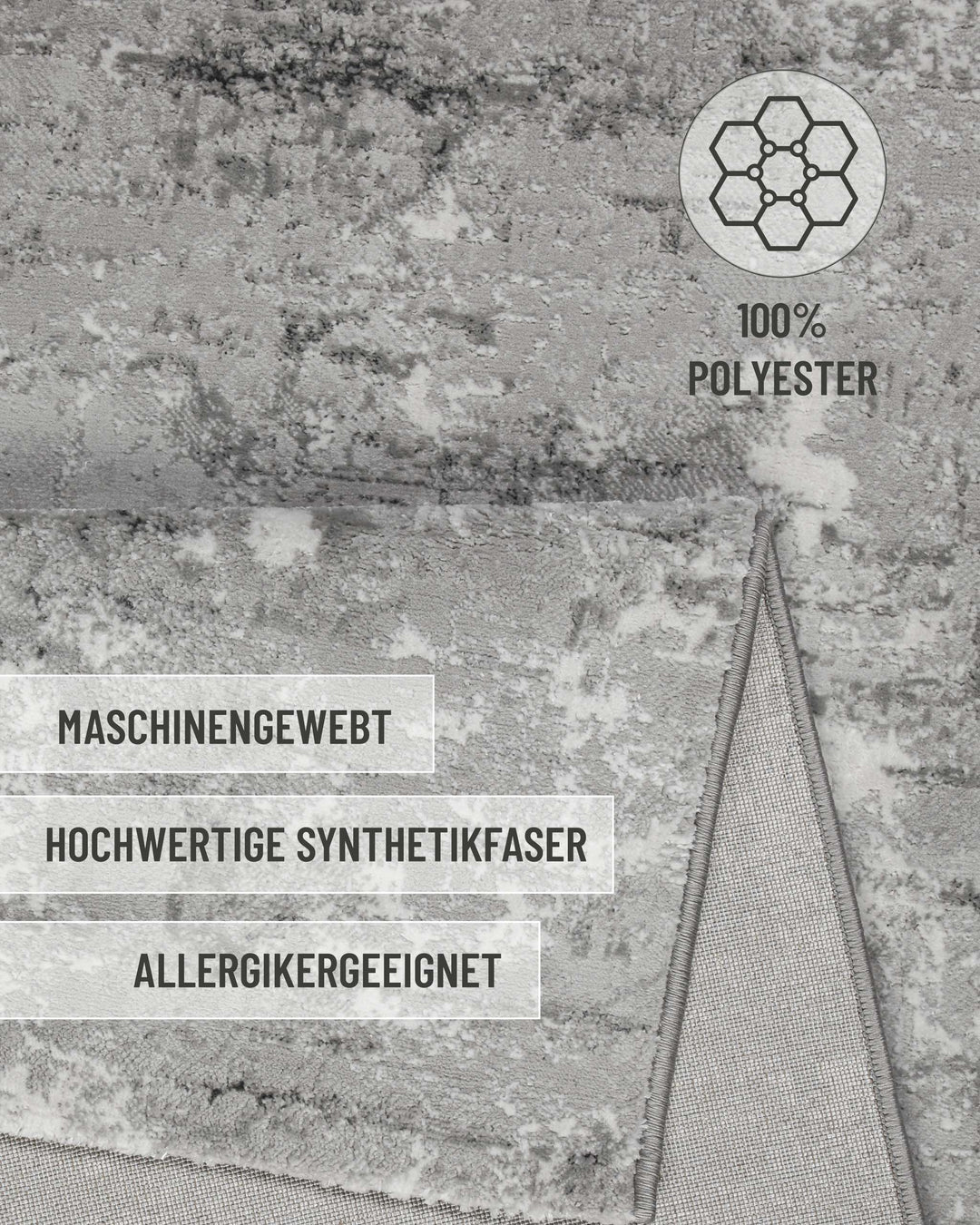 Esprit Kurzflorteppich Grau Silber "Feel Vintage 2.0"