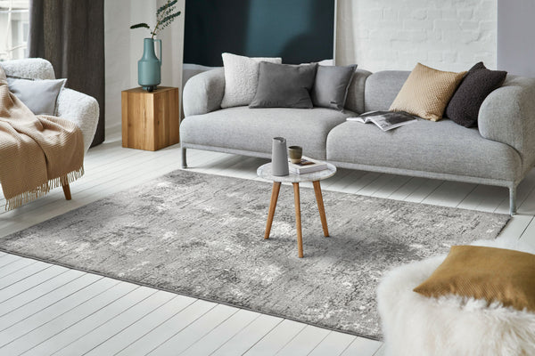 Kurzflor Teppich Vintage Soul in Braun Beige Detailaufnahme der Teppichkante und hochwertigen Verarbeitung