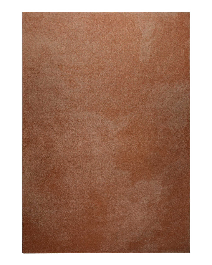 Kurzflor Teppich Freja Ziegel Rot rechteckig, vollständige Draufsicht mit gleichmäßiger Oberfläche