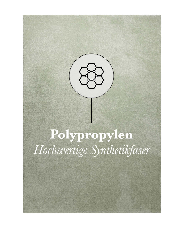 Kurzflor Teppich Freja Licht Grün mit Materialhinweis Polypropylen, strapazierfähig und pflegeleicht