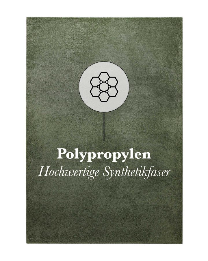 Kurzflor Teppich Freja Laub Grün mit Materialhinweis Polypropylen, strapazierfähig und pflegeleicht