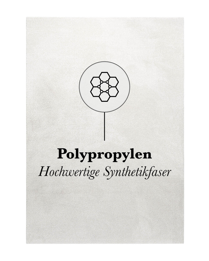 Kurzflor Teppich Freja Creme Weiß mit Materialhinweis Polypropylen, strapazierfähig und pflegeleicht