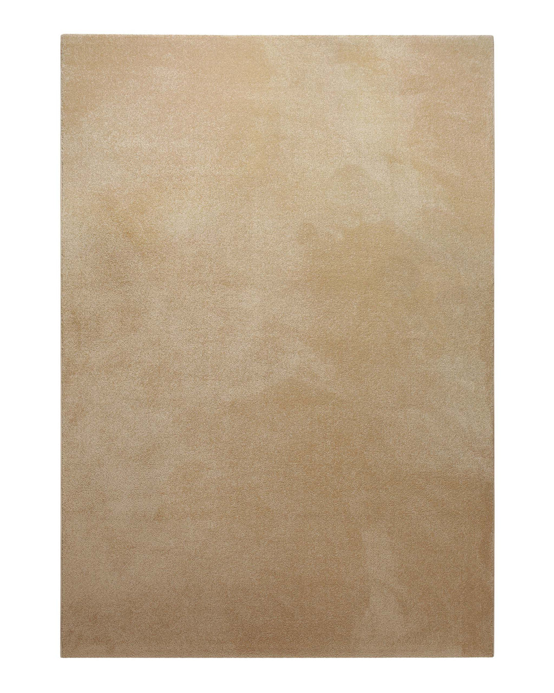 Kurzflor Teppich Freja Sand Beige, vollständige Draufsicht mit ruhiger, homogener Farbfläche