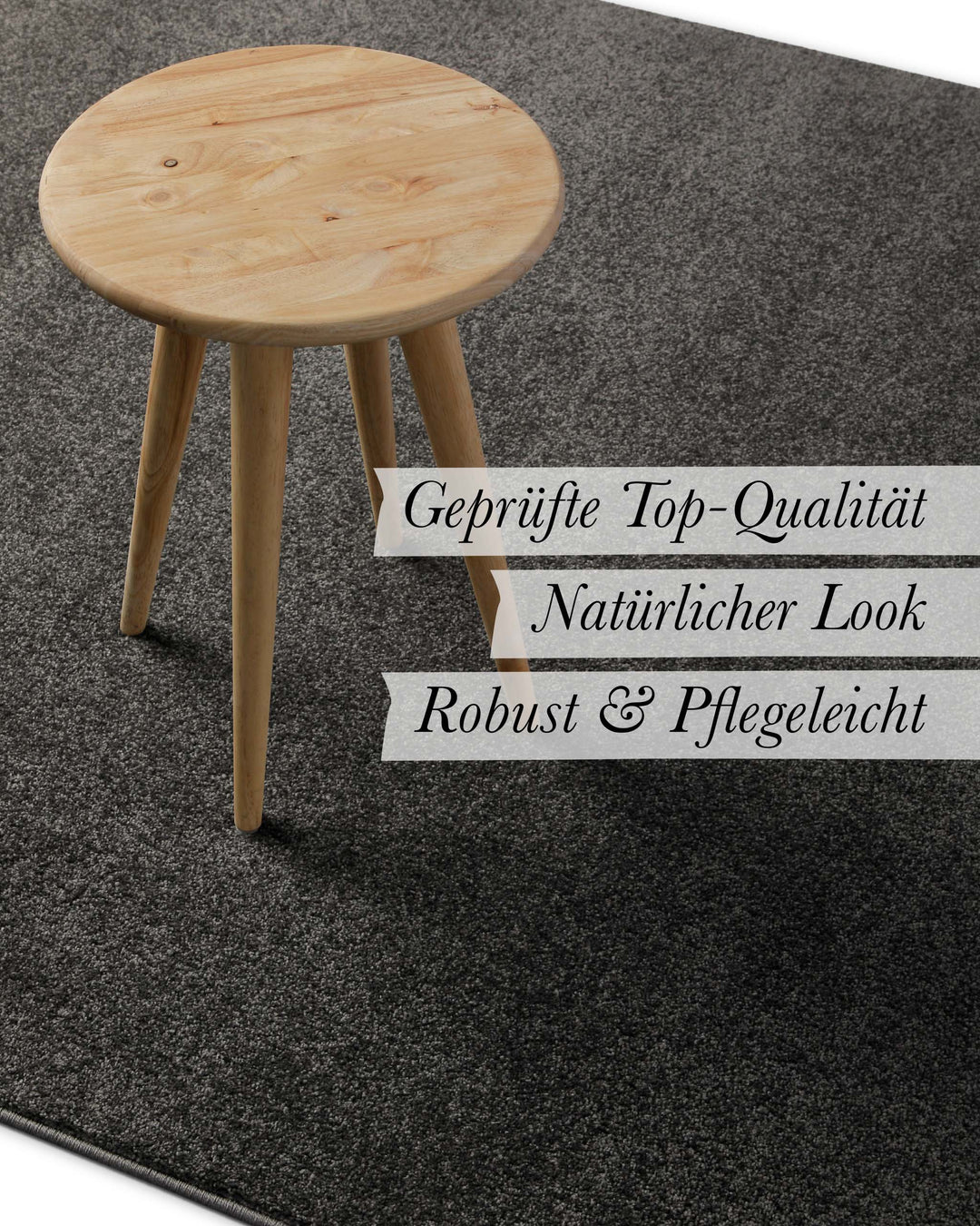 Szene mit eingeblendeten Qualitätsmerkmalen wie robuster Aufbau und natürlicher Look