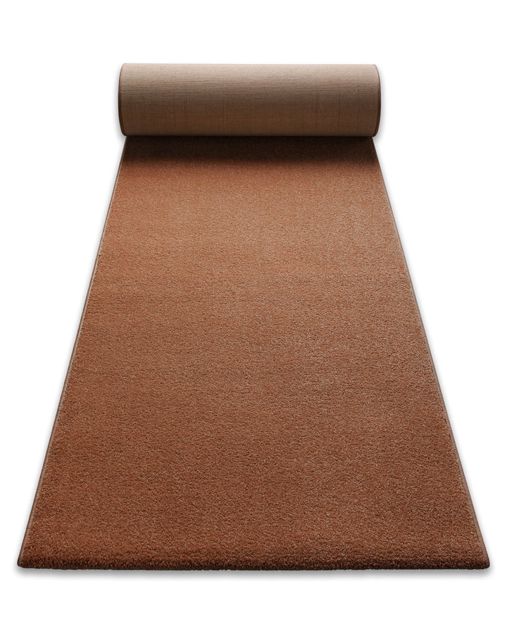 Teppich Läufer Freja Ziegel Rot ausgerollt, zeigt Länge und gleichmäßige Struktur