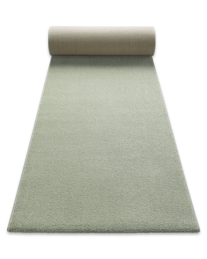 Teppich Läufer Freja Licht Grün ausgerollt, zeigt Länge und gleichmäßige Struktur