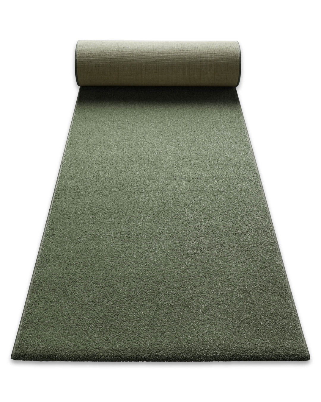 Teppich Läufer Freja Laub Grün ausgerollt, zeigt Länge und gleichmäßige Struktur