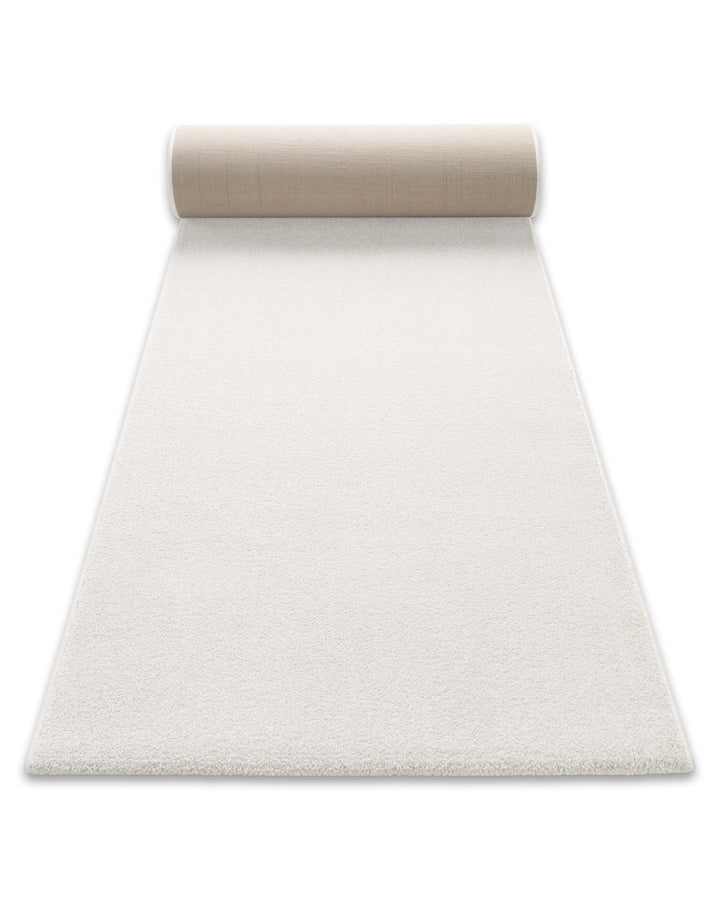 Teppich Läufer Montepulciano Creme Weiß ausgerollt, zeigt lange schmale Form und gleichmäßigen Flor