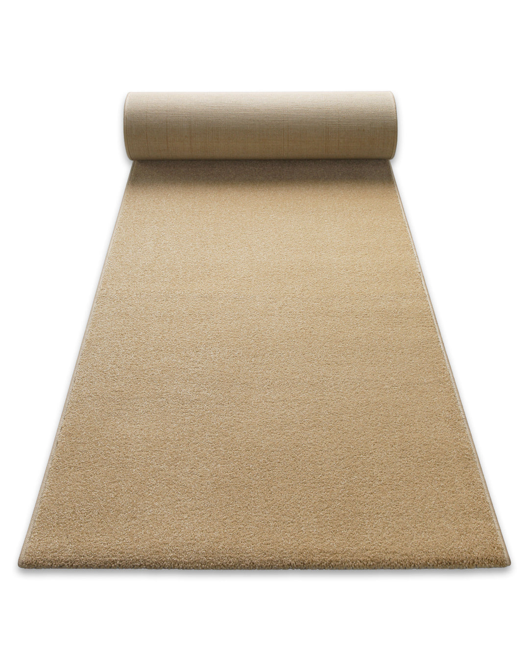 Teppich Läufer Montepulciano Sand Beige ausgerollt, zeigt lange schmale Form und gleichmäßigen Flor