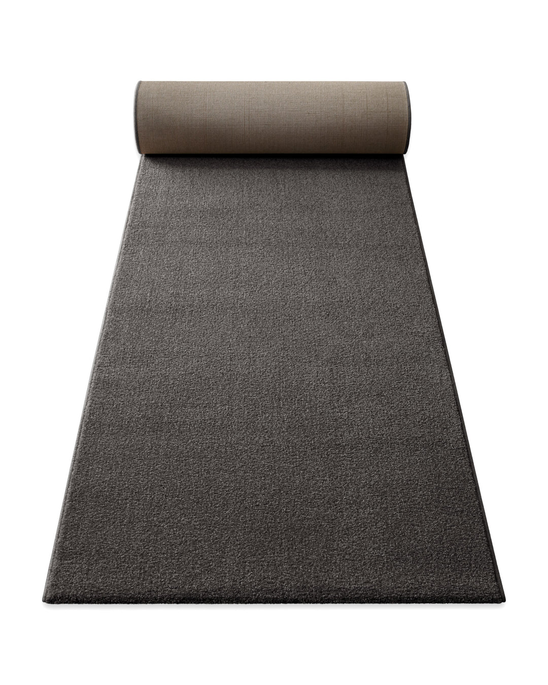 Kurzflor Teppich Läufer Vegas Anthrazit ausgerollt, zeigt Länge und gleichmäßige Florstruktur
