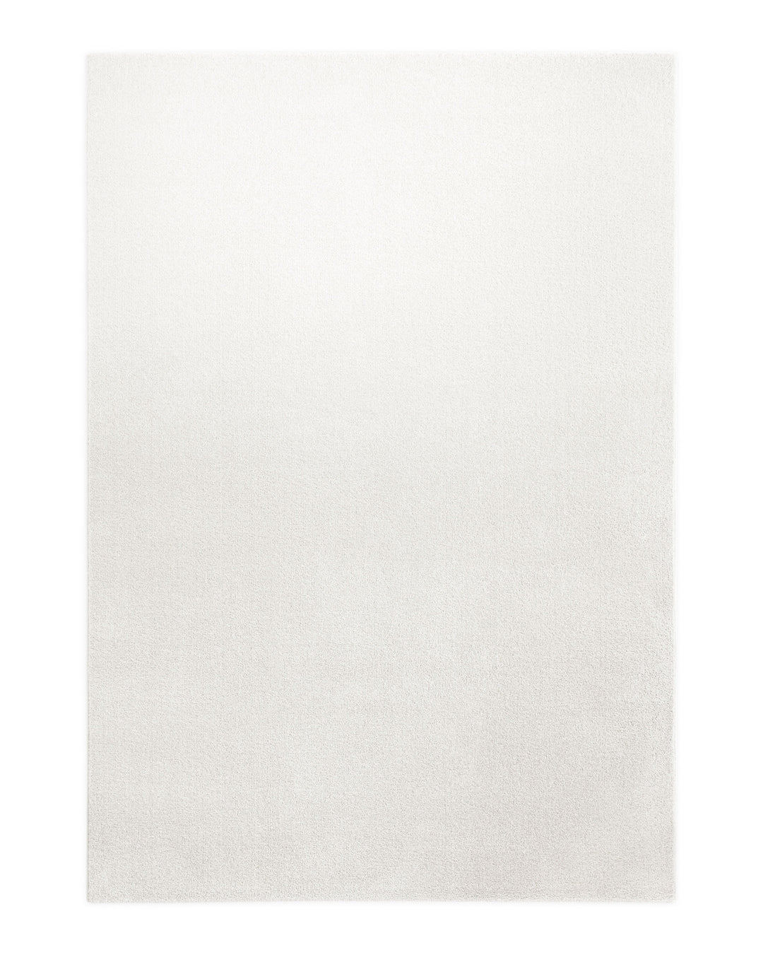 Kurzflor Teppich Montepulciano Creme Weiß rechteckig freigestellt, gleichmäßige Farbstruktur sichtbar