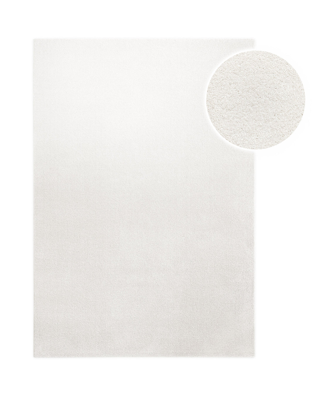 Kurzflor Teppich Montepulciano Creme Weiß rechteckig, Draufsicht mit Detail der feinen Florstruktur