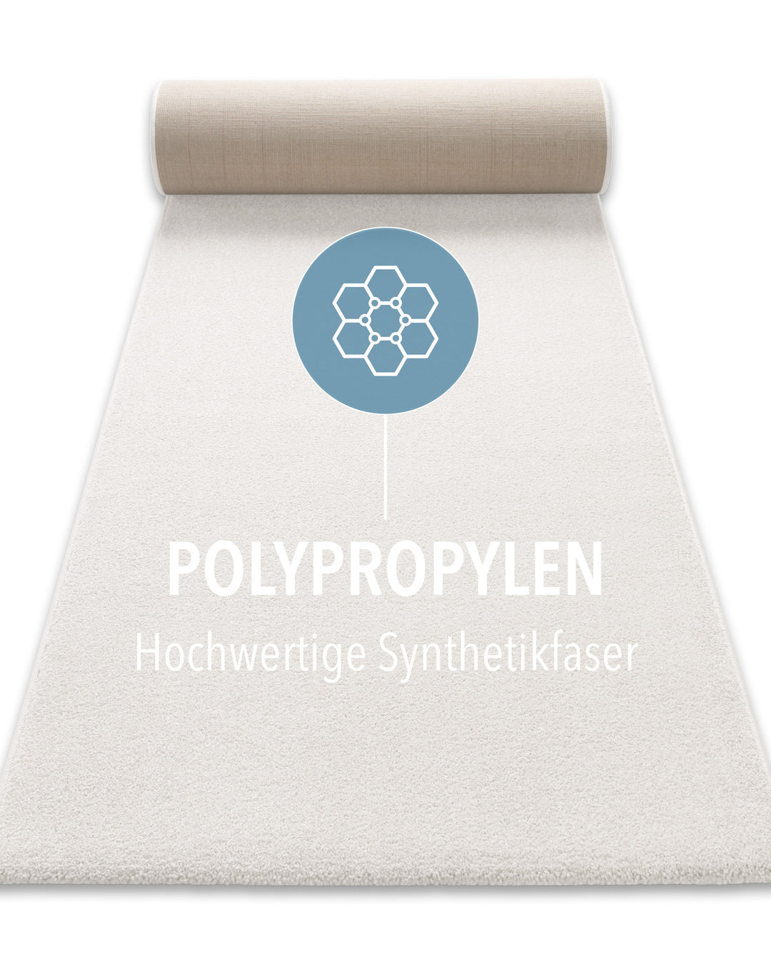 Kurzflor Teppich Montepulciano Creme Weiß mit Materialhinweis Polypropylen, strapazierfähig und langlebig