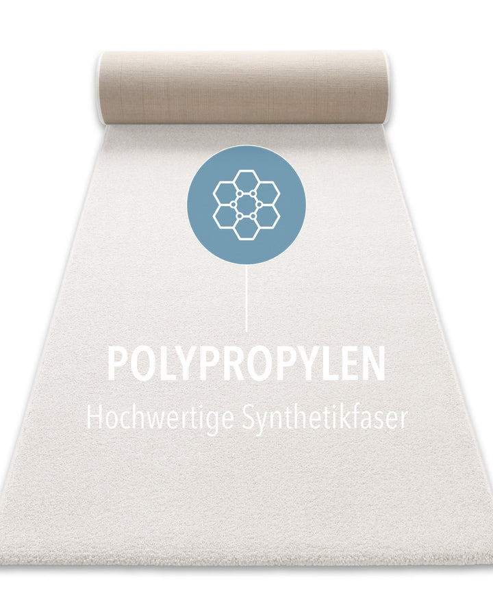 Kurzflor Teppich Montepulciano Creme Weiß mit Materialhinweis Polypropylen, strapazierfähig und langlebig