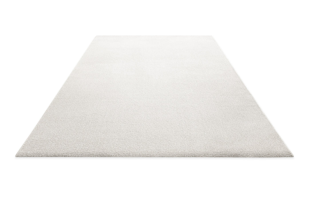 Kurzflor Teppich Montepulciano Creme Weiß rechteckig flach ausgelegt mit gleichmäßiger Oberfläche