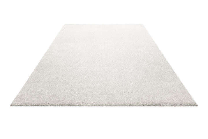 Kurzflor Teppich Montepulciano Creme Weiß rechteckig flach ausgelegt mit gleichmäßiger Oberfläche