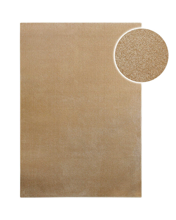 Kurzflor Teppich Montepulciano Sand Beige rechteckig, Draufsicht mit Detail der weichen Florstruktur