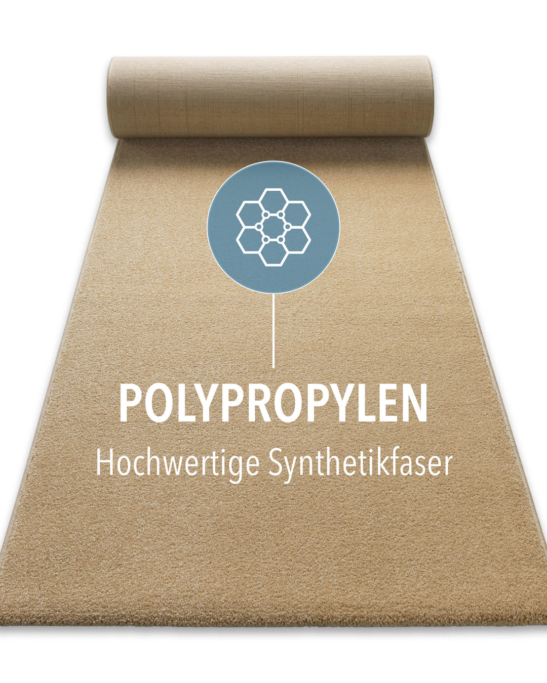 Kurzflor Teppich Montepulciano Sand Beige mit Materialhinweis Polypropylen, strapazierfähig und langlebig