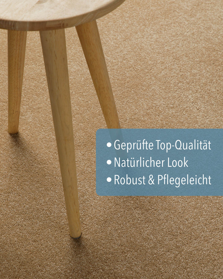 Kurzflor Teppich Montepulciano Sand Beige mit Eigenschaften wie geprüft, natürlicher Look und pflegeleicht