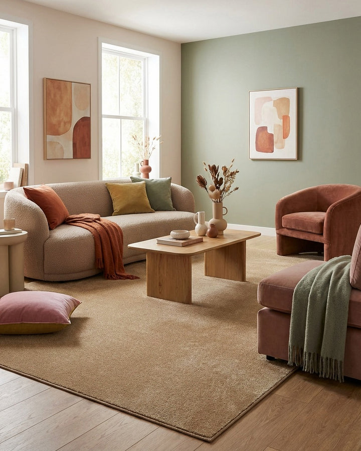 Kurzflorteppich Sand Beige "Montepulciano" Homie Living