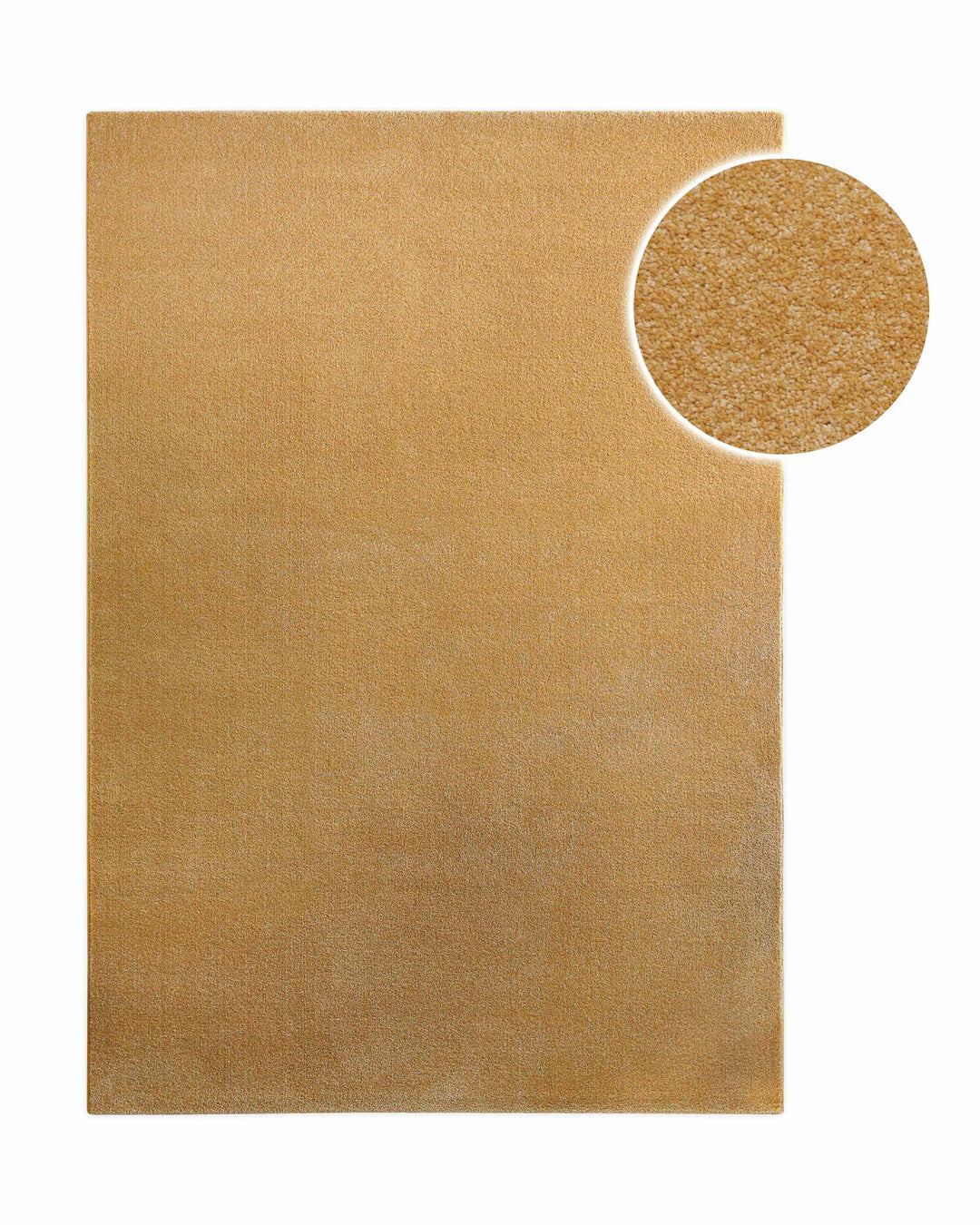 Kurzflor Teppich Montepulciano Ocker Gelb rechteckig, Draufsicht mit Detail der dichten Florstruktur