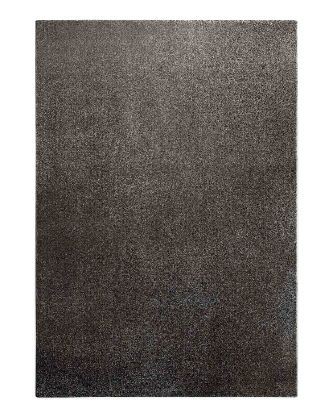 Kurzflor Teppich Montepulciano Anthrazit Grau rechteckig freigestellt, gleichmäßige Farbstruktur sichtbar