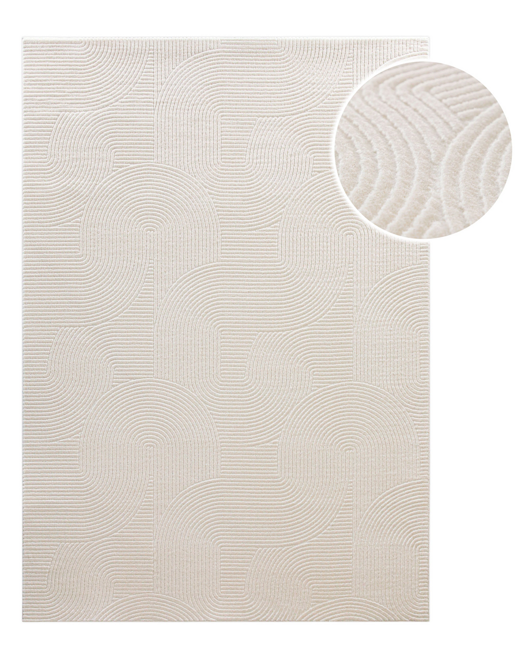 Weconhome Kurzflorteppich Nuuk Arc creme-weiß Detail der Hoch-Tief-Struktur