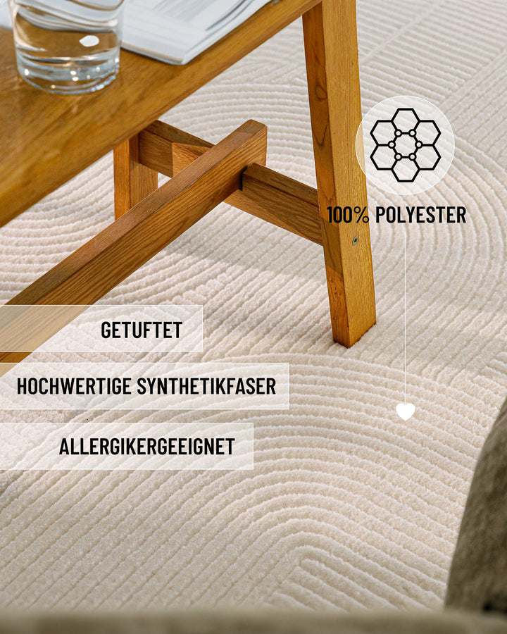 Nuuk Arc Teppich creme-weiß Materialdetail 100% Polyester, getuftet