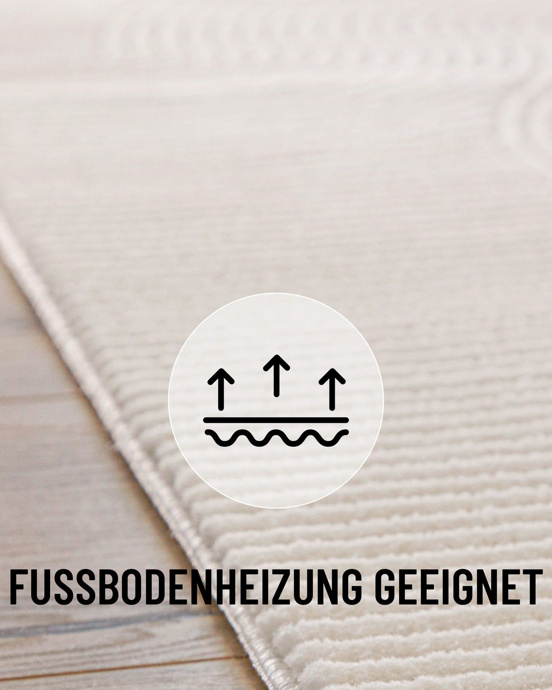 Nuuk Arc Teppich creme-weiß Oberflächenstruktur, für Fußbodenheizung geeignet