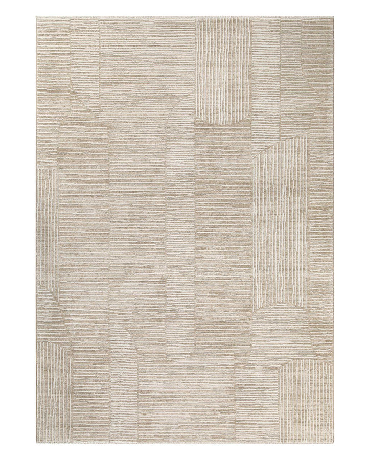 Kurzflor Teppich Raymond in Beige Bunt als Freisteller mit modernem geometrischem Muster