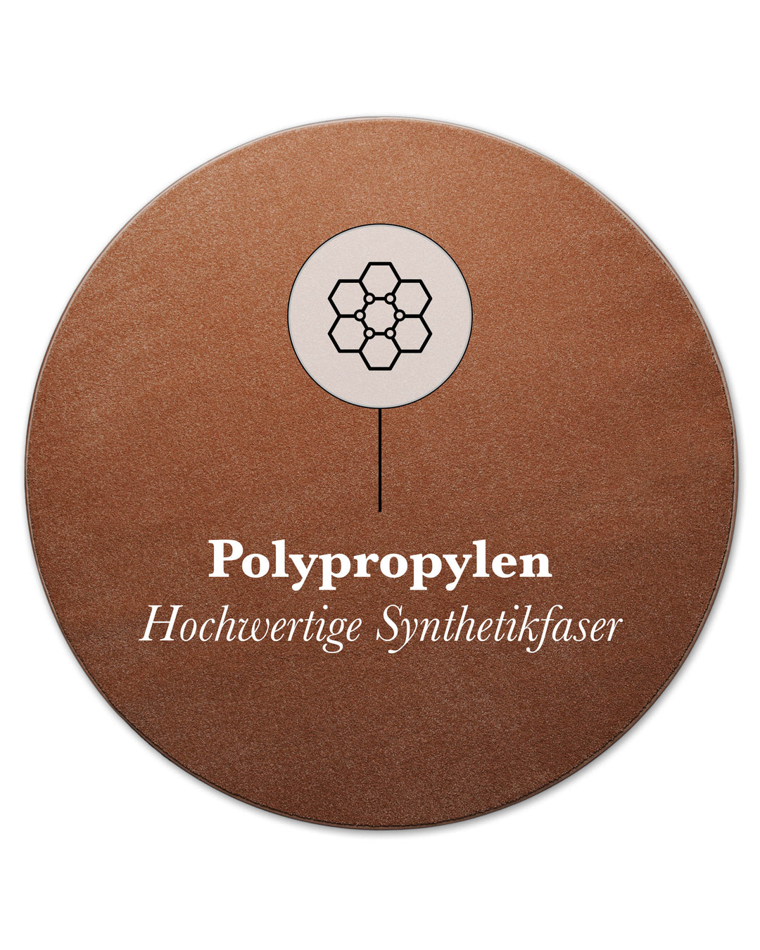 Kurzflor Teppich Freja Ziegel Rot rund mit Materialhinweis Polypropylen, strapazierfähig und pflegeleicht