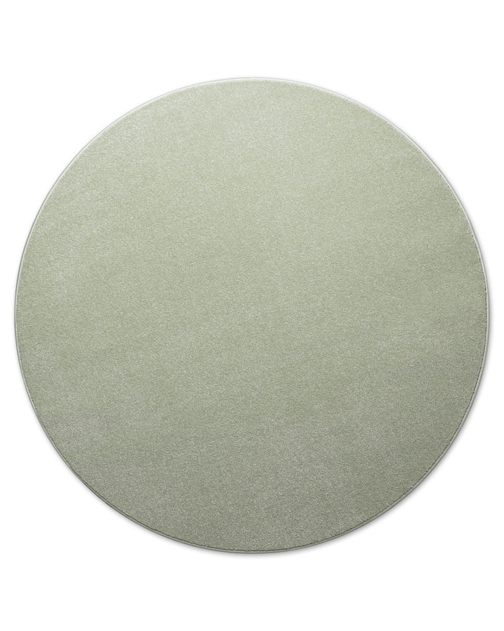 Kurzflor Teppich Freja Licht Grün rund, vollständige Draufsicht mit gleichmäßiger Oberfläche