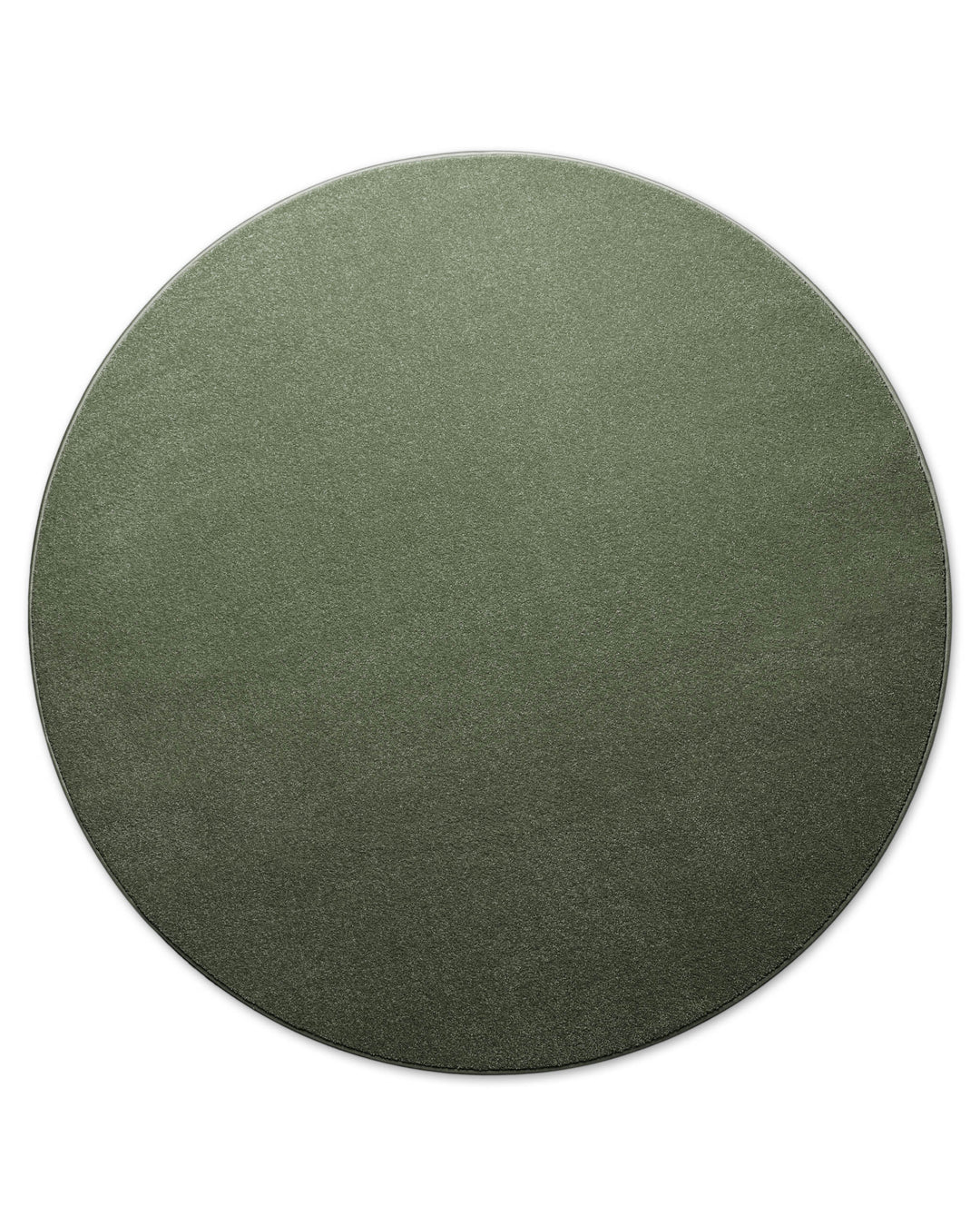 Kurzflor Teppich Freja Laub Grün rund, vollständige Draufsicht mit gleichmäßiger Oberfläche