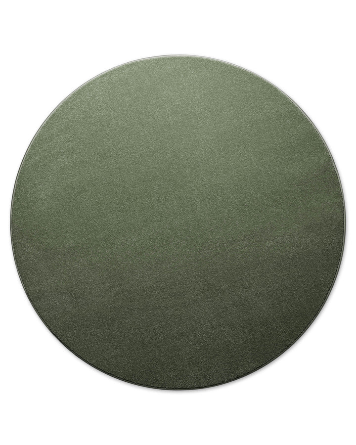 Kurzflor Teppich Freja Laub Grün rund, vollständige Draufsicht mit gleichmäßiger Oberfläche