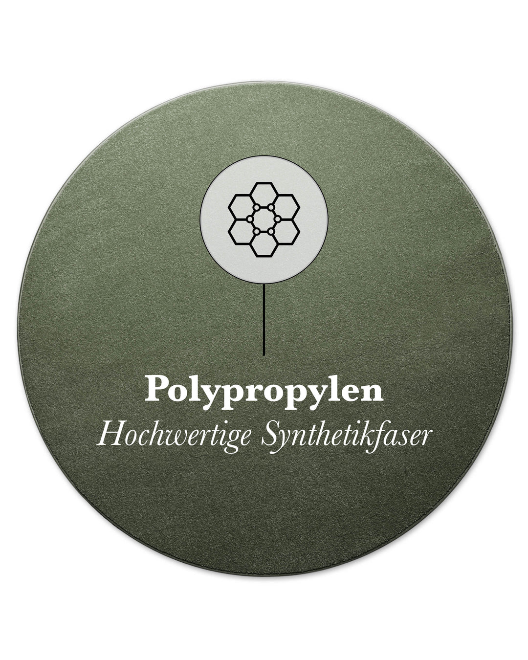 Kurzflor Teppich Freja Laub Grün rund mit Materialhinweis Polypropylen, strapazierfähig und pflegeleicht