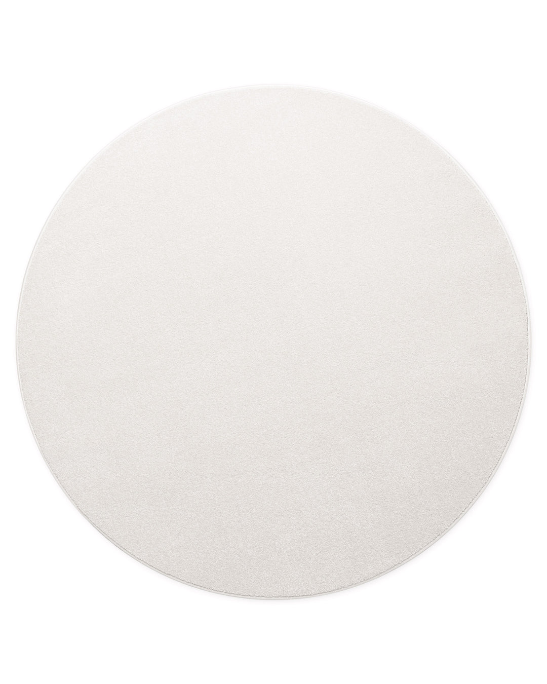 Kurzflor Teppich Freja Creme Weiß rund, vollständige Draufsicht mit homogener Farbfläche