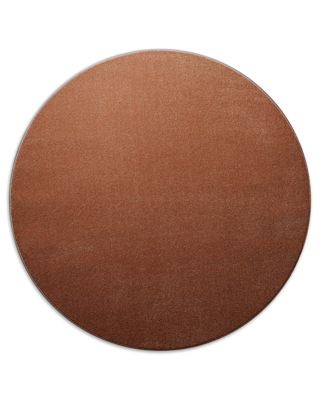 Kurzflor Teppich Montepulciano Ziegel Rot rund freigestellt, zeigt gleichmäßige runde Form